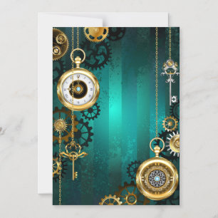 Steampunk Jewelry Watch on a Green Background Magnetic Invitation