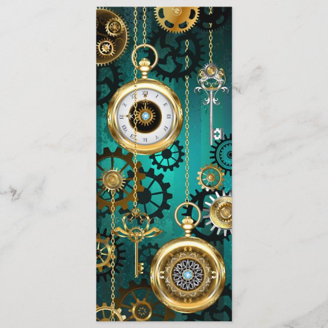 Steampunk Jewelry Watch on a Green Background Menu (Front)