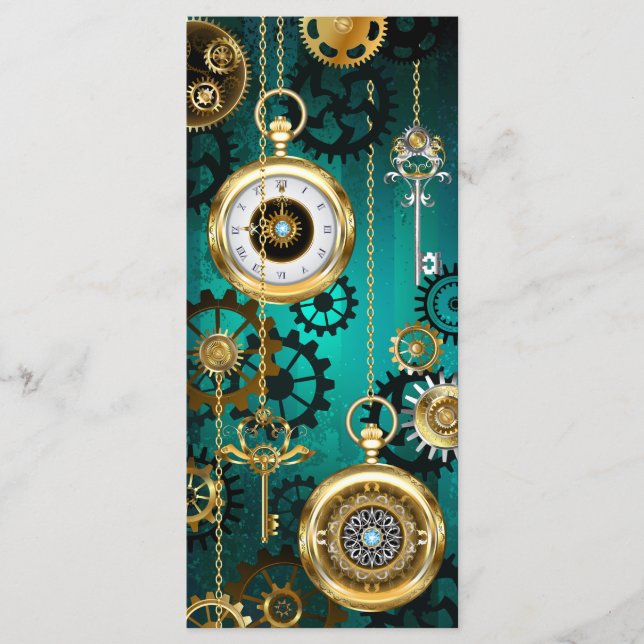 Steampunk Jewelry Watch on a Green Background Menu (Front)