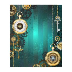 Steampunk Jewelry Watch on a Green Background Metal Print