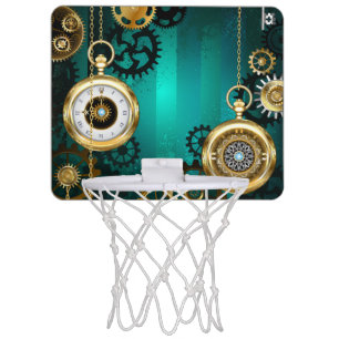 Steampunk Jewelry Watch on a Green Background Mini Basketball Hoop