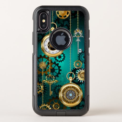 Steampunk Jewelry Watch on a Green Background OtterBox Commuter iPhone X Case