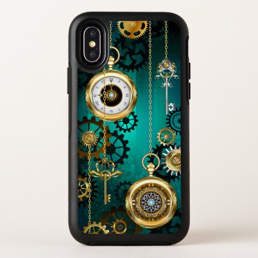 Steampunk Jewelry Watch on a Green Background OtterBox Symmetry iPhone XS Case