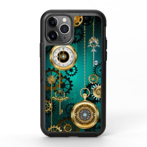 Steampunk Jewelry Watch on a Green Background OtterBox Symmetry iPhone 11 Pro Case