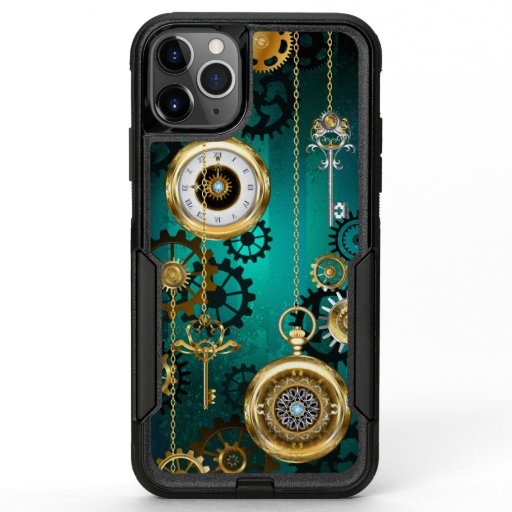 Steampunk Jewelry Watch on a Green Background OtterBox Commuter iPhone 11 Pro Max Case