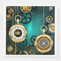 Steampunk Jewelry Watch on a Green Background