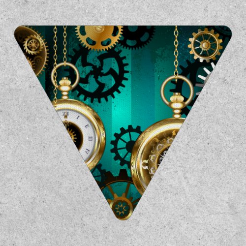 Steampunk Jewelry Watch on a Green Background Patch