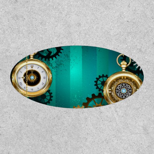 Steampunk Jewelry Watch on a Green Background Patch