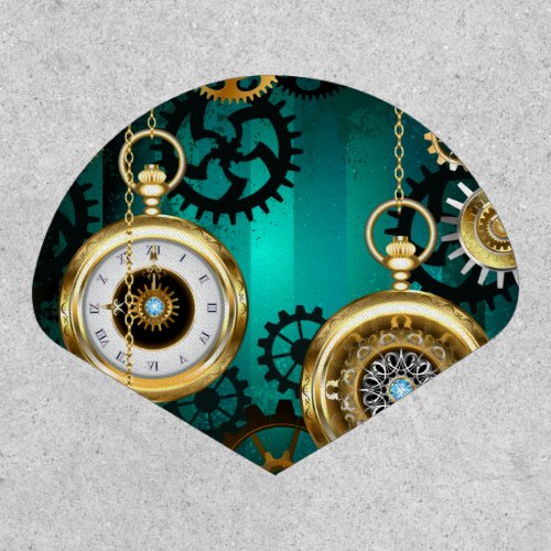 Steampunk Jewelry Watch on a Green Background Patch