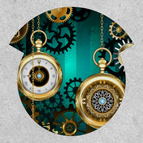 Steampunk Jewelry Watch on a Green Background Patch