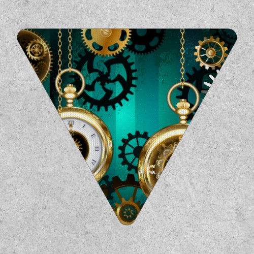 Steampunk Jewelry Watch on a Green Background Patch