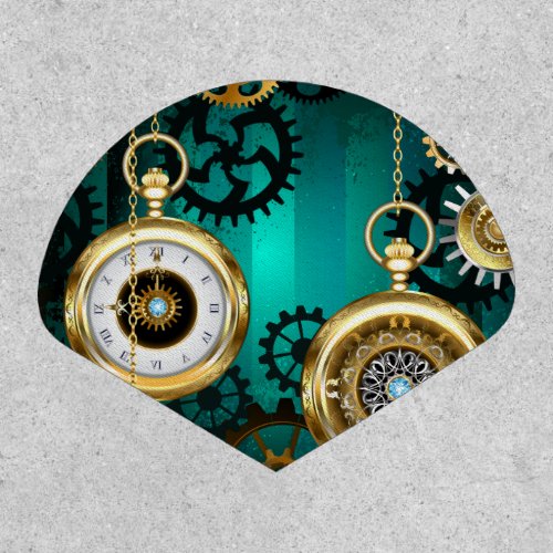 Steampunk Jewelry Watch on a Green Background Patch