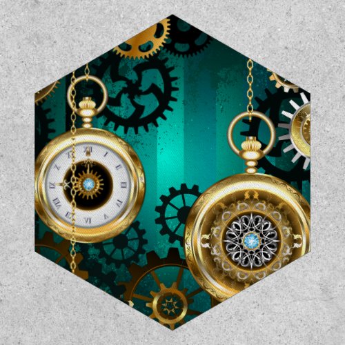 Steampunk Jewelry Watch on a Green Background Patch