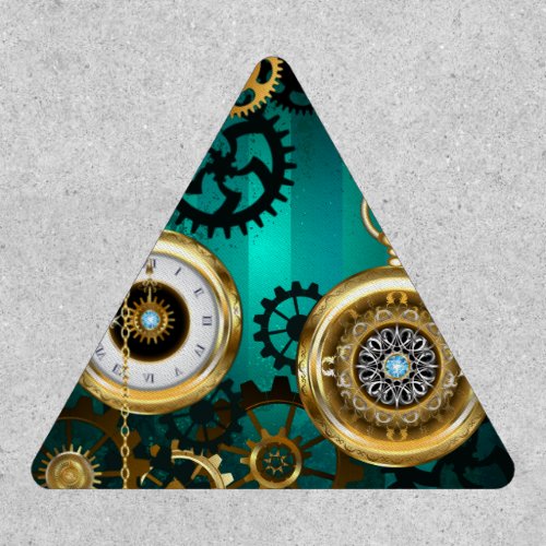 Steampunk Jewelry Watch on a Green Background Patch