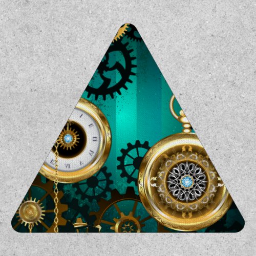 Steampunk Jewelry Watch on a Green Background Patch