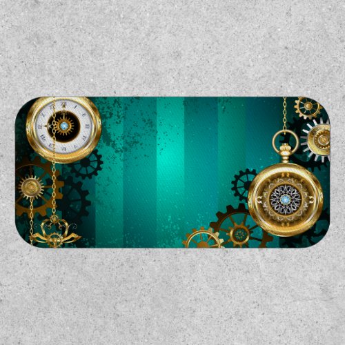 Steampunk Jewelry Watch on a Green Background Patch