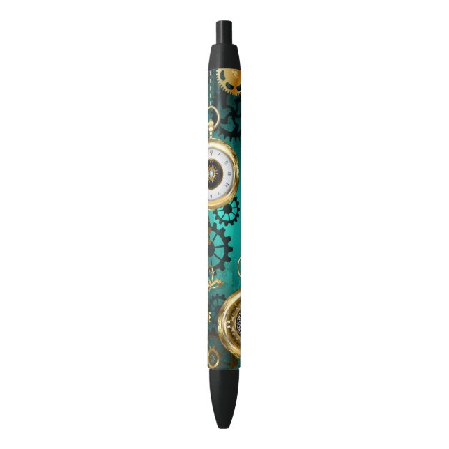 Steampunk Jewelry Watch on a Green Background Pen (Front Vertical)