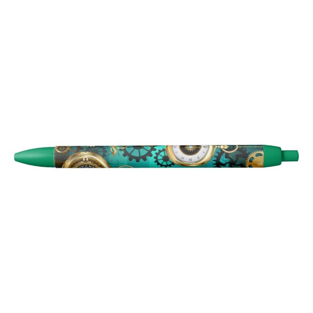 Steampunk Jewelry Watch on a Green Background Pen (Front)