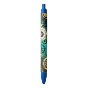 Steampunk Jewelry Watch on a Green Background Pen
