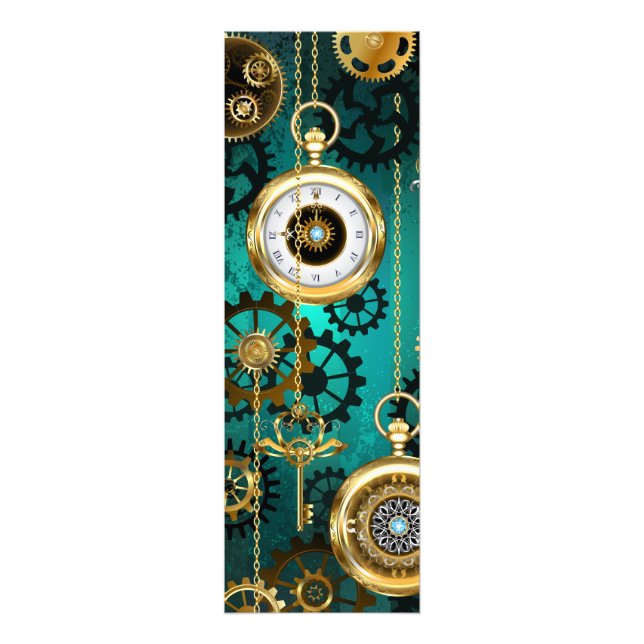 Steampunk Jewelry Watch on a Green Background Photo Print (Front)