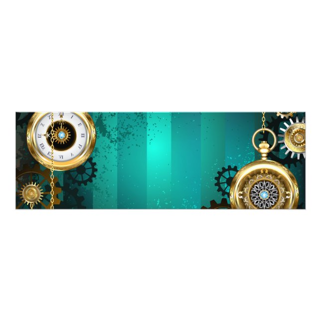 Steampunk Jewelry Watch on a Green Background Photo Print (Front)