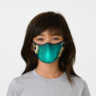 Steampunk Jewelry Watch on a Green Background Premium Face Mask