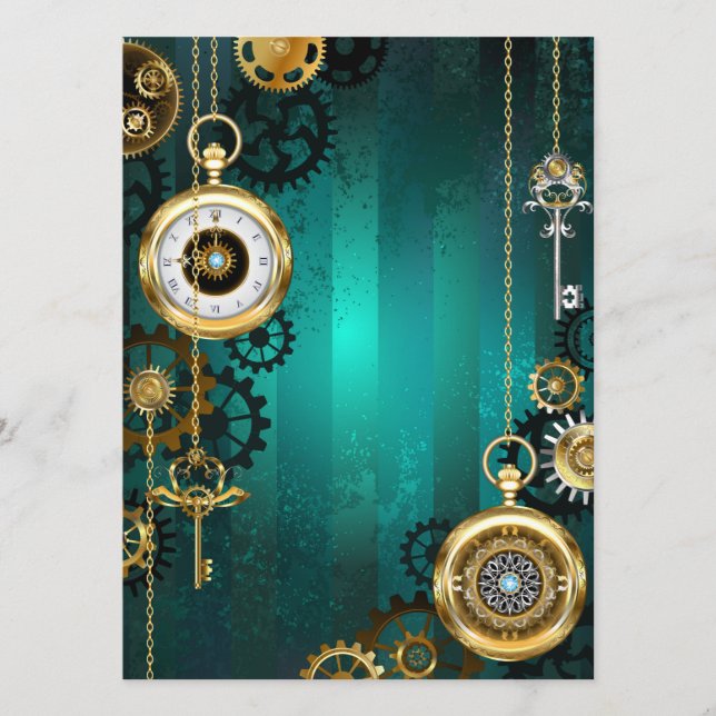 Steampunk Jewelry Watch on a Green Background Program (Front)