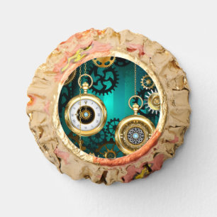 Steampunk Jewelry Watch on a Green Background Reese's Peanut Butter Cups