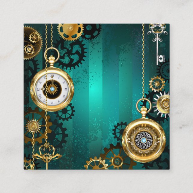 Steampunk Jewelry Watch on a Green Background Referral Card (Front)