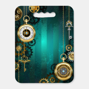 Steampunk Jewelry Watch on a Green Background Seat Cushion
