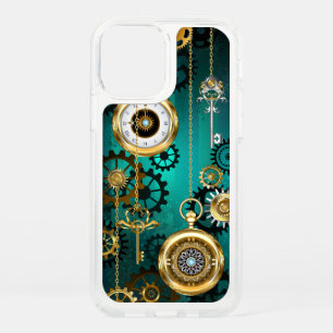 Steampunk Jewelry Watch on a Green Background Speck iPhone 12 Pro Case