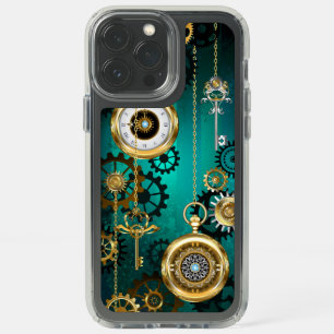 Steampunk Jewelry Watch on a Green Background Speck iPhone 13 Pro Max Case