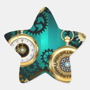 Steampunk Jewelry Watch on a Green Background Star Sticker