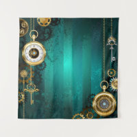 Steampunk Jewelry Watch on a Green Background