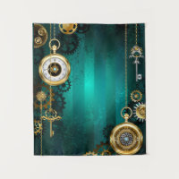 Steampunk Jewelry Watch on a Green Background