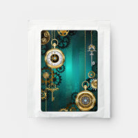 Steampunk Jewelry Watch on a Green Background