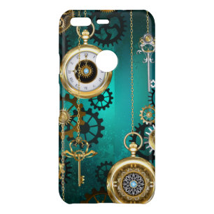 Steampunk Jewelry Watch on a Green Background Uncommon Google Pixel Case