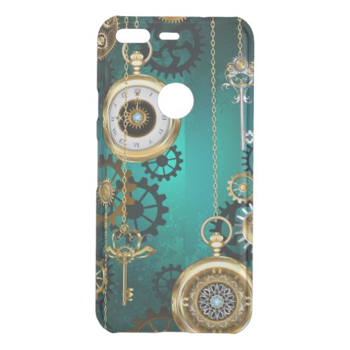 Steampunk Jewelry Watch on a Green Background Uncommon Google Pixel Case