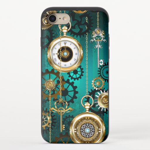 Steampunk Jewelry Watch on a Green Background iPhone 8/7 Slider Case