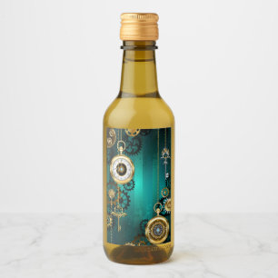 Steampunk Jewelry Watch on a Green Background Wine Label