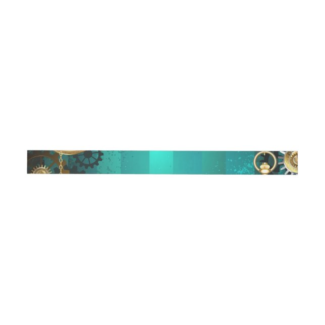 Steampunk Jewelry Watch on a Green Background Wrap Around Label (Individual)
