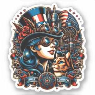 Steampunk July 4th Sticker