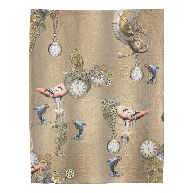 Steampunk jumping dolphins duvet cover (Front)