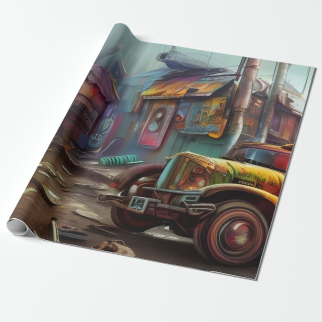 Steampunk Junk Yard Wrapping Paper (Unrolled)