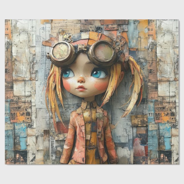 Steampunk Kids Wrapping Paper (Flat)