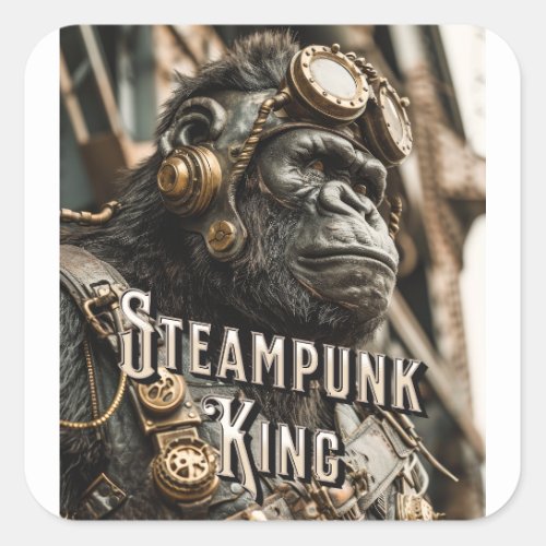 Steampunk King Square Sticker