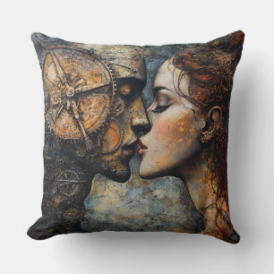 Steampunk Kiss Throw Pillow