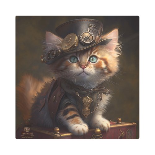 Steampunk Kitten Metal Print