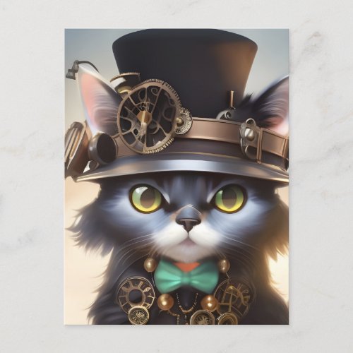 Steampunk Kitten Postcard