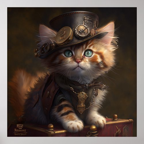 Steampunk Kitten Poster